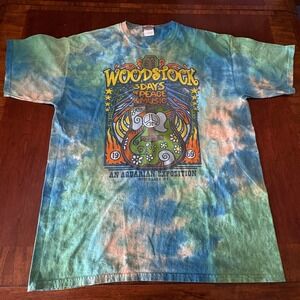 Liquid Blue Woodstock Tie-Dye T-Shirt XL — 3 Days of Peace & Music 1969 Graphic